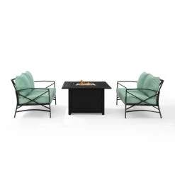 New ???? Crosley Furniture Kaplan 3Pc Outdoor Conversation Set W/Fire Table Mist ???? -Crosley Furniture Shop unnamed file 4997