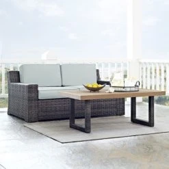 Flash Sale ???? Crosley Furniture Beaufort 2 Piece Outdoor Wicker Seating Set With Mist Cushion ✨