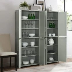 Outlet ⭐ Crosley Furniture Savannah 6-shelf Pantry Storage Cabinets (Set Of 2) - 56 "w X 15 "d X 67 "h White ✔️ -Crosley Furniture Shop unnamed file 5124