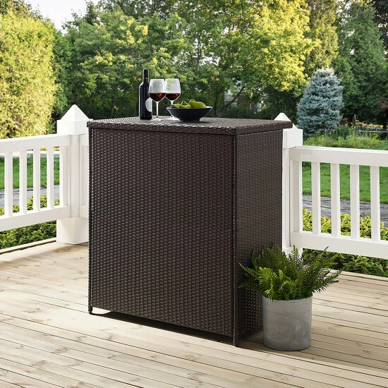 Promo ✨ Crosley Furniture Palm Harbor Brown Wicker Outdoor Bar - 39.37 "W X 22 "D X 43 "H - 39.37 "W X 22 "D X 43 "H ???? 3 Promo ✨ Crosley Furniture Palm Harbor Brown Wicker Outdoor Bar - 39.37 "W X 22 "D X 43 "H - 39.37 "W X 22 "D X 43 "H ????