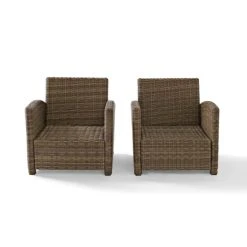 New ✔️ Crosley Furniture Bradenton Outdoor Wicker Arm Chairs With Sand Cushions (Set Of 2) ???? -Crosley Furniture Shop unnamed file 666