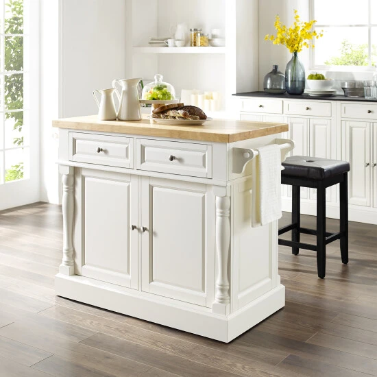 Top 10 ???? Crosley Furniture Oxford White Finish Butcher Block Top Kitchen Island With 2 Stools ???? 3 Top 10 ???? Crosley Furniture Oxford White Finish Butcher Block Top Kitchen Island With 2 Stools ????