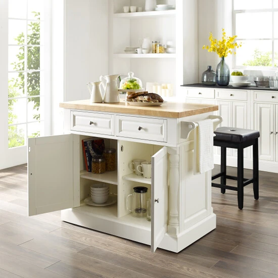 Top 10 ???? Crosley Furniture Oxford White Finish Butcher Block Top Kitchen Island With 2 Stools ???? 4 Top 10 ???? Crosley Furniture Oxford White Finish Butcher Block Top Kitchen Island With 2 Stools ???? - Image 2