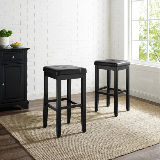 Promo ???? Crosley Furniture Upholstered Black-finish Square-seat Bar Stool (Set Of 2) - 14.75 "W X 14.75 "D X 29.25"H - 14.75 "W X 14.75 "D X 29.25"H ???? 3 Promo ???? Crosley Furniture Upholstered Black-finish Square-seat Bar Stool (Set Of 2) - 14.75 "W X 14.75 "D X 29.25"H - 14.75 "W X 14.75 "D X 29.25"H ????