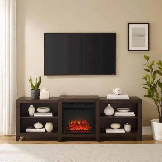 Outlet ???? Crosley Furniture Ronin 69" Low Profile Tv Stand W/Fireplace ❤️ 4 Outlet ???? Crosley Furniture Ronin 69" Low Profile Tv Stand W/Fireplace ❤️ - Image 2